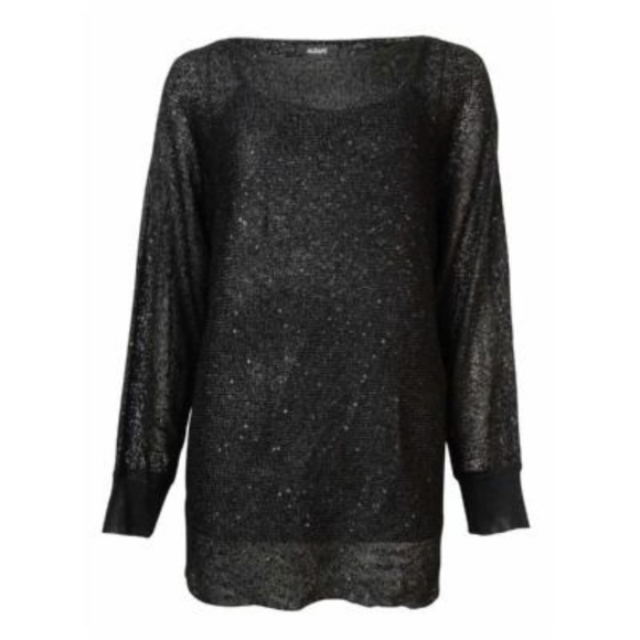 Alfani 2pc Sweater Black Sequin Dolmen Sleeve M - Picture 2 of 4